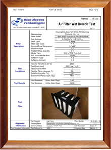 Test Report for V-bank Mini-pleat filter 4